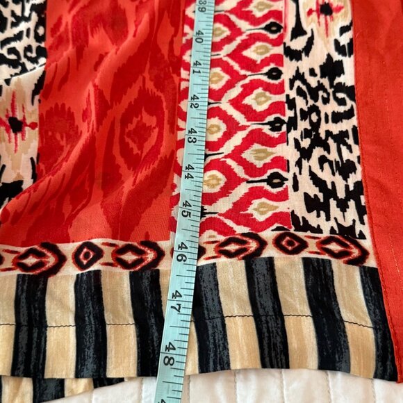 Chicos Red & Black Abstract Open Front Kimono S/M Made In China Rayon Blend - Picture 11 of 12